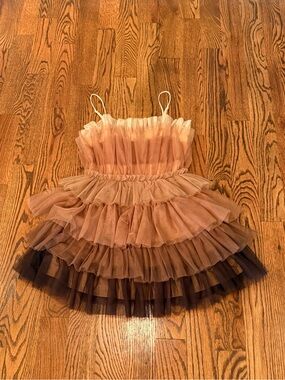 Girls Ruffled Tulle Tutu Dress - Brown